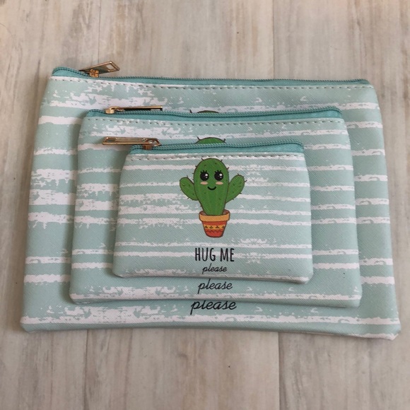 3 Piece Cactus Cosmetic Bags - Picture 3 of 6